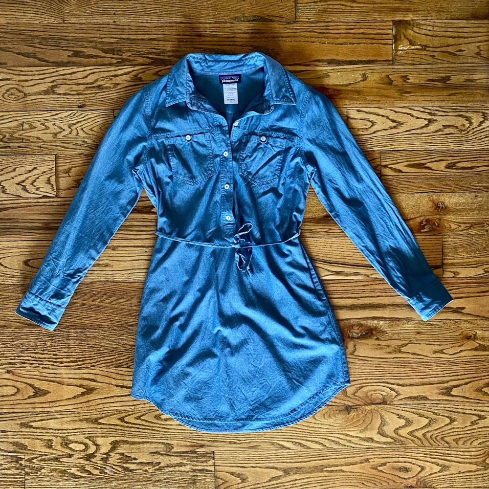 Patagonia Chambray Cotton Featherstone Shirt Dress - Size 8